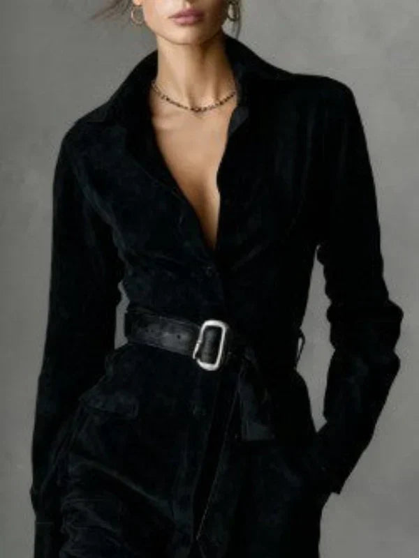 Julia | SUEDE MIDI COAT DRESS