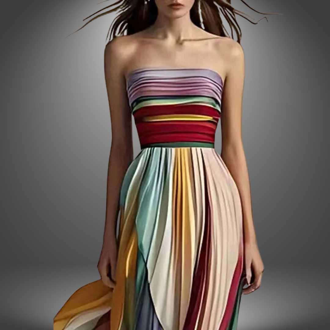 Dylan | Colorful Stripes Tube Top Maxi Dress