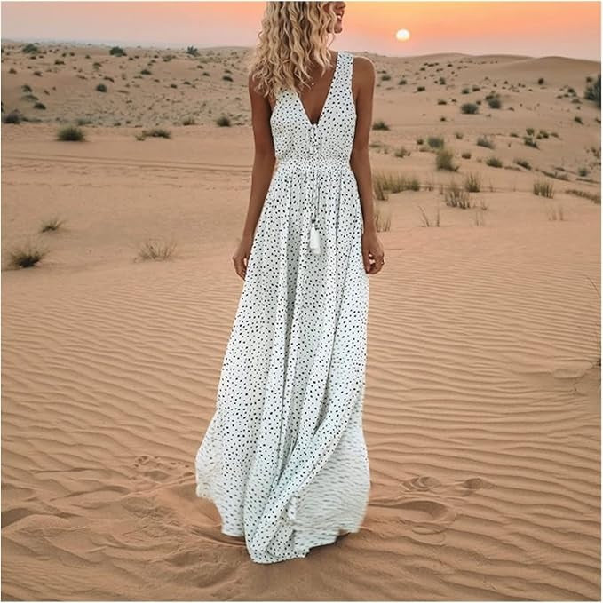 Ismena | Boho Polka Dot Maxi Dress