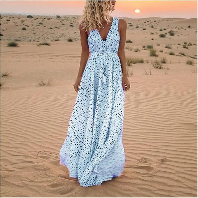 Ismena | Boho Polka Dot Maxi Dress
