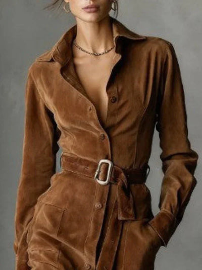 Julia | SUEDE MIDI COAT DRESS