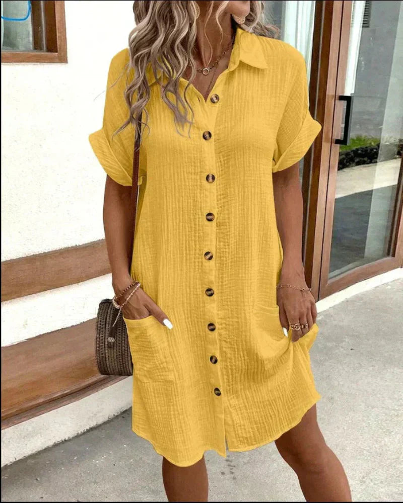 Hailey | Women’s Retro Cotton Linen Shirt Dress