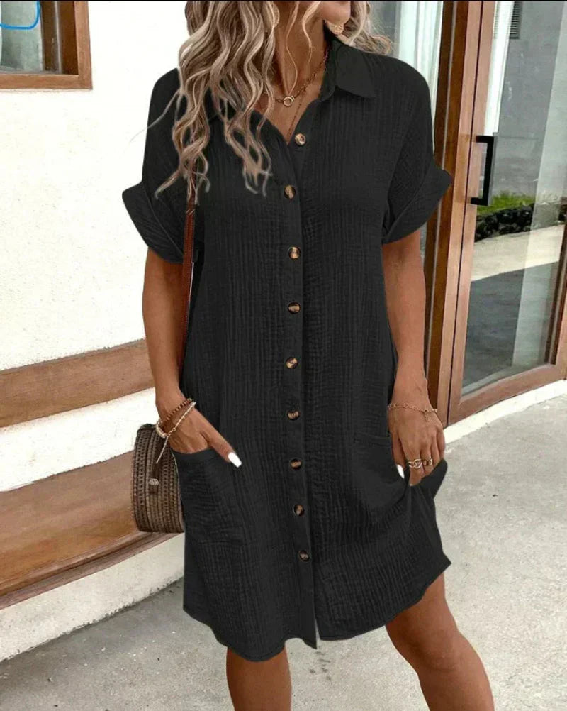 Hailey | Women’s Retro Cotton Linen Shirt Dress